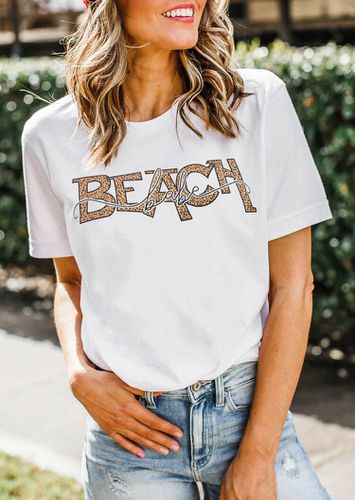 Leopard Beach Babe T-Shirt Tee - White - unsigned - Modalova