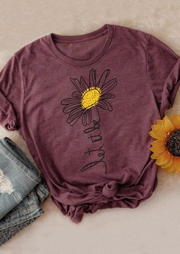 Let It Be Sunflower T-Shirt Tee - Burgundy - unsigned - Modalova