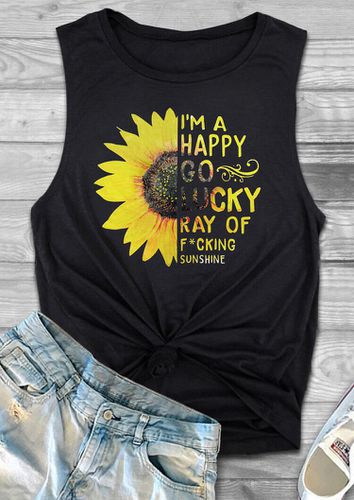 I am A Happy Go Lucky Ray of Sunshine Tank - Black - unsigned - Modalova
