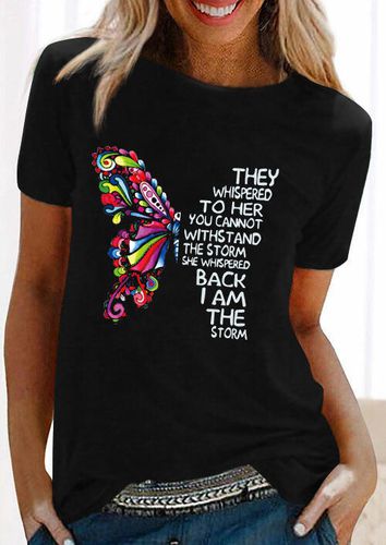 They Whispered To Her You Cannot Withstand The Storm Butterfly T-Shirt Tee - Black - unsigned - Modalova