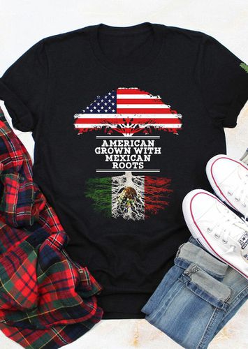 American Grown With Mexican Roots T-Shirt Tee - Black - unsigned - Modalova