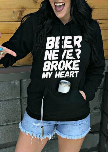 Beer Never Broke My Heart Kangaroo Pocket Hoodie - Black - unsigned - Modalova