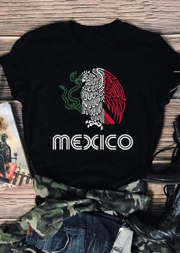 Mexico Mexican Flag T-Shirt Tee - Black - unsigned - Modalova