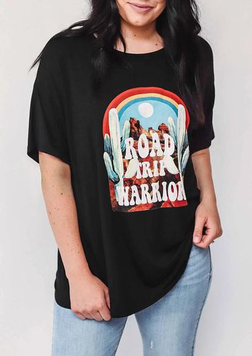 Road Trip Warrior Cactus Rainbow Sunrise T-Shirt Tee - Black - unsigned - Modalova