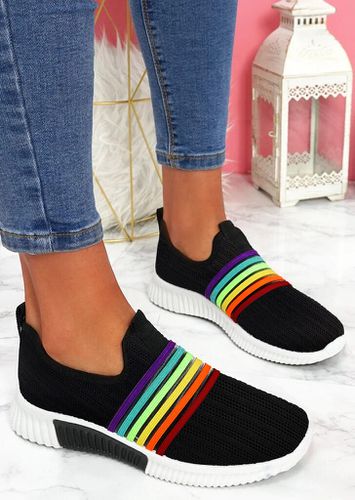 Breathable Rainbow Slip On Round Toe Sneakers - unsigned - Modalova