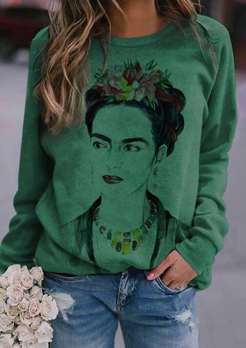 Frida Kahlo Floral Mexico T-Shirt Tee - Green - unsigned - Modalova