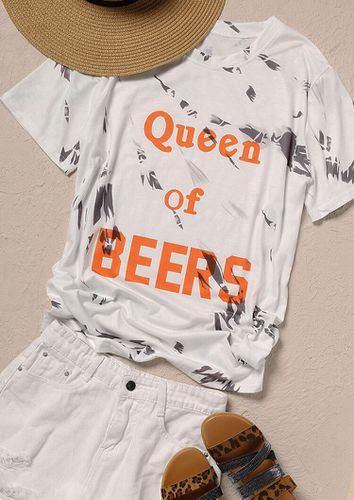 Queen Of Beers T-Shirt Tee - White - unsigned - Modalova
