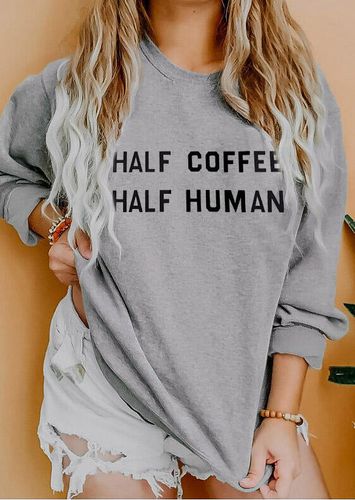 Half Coffee Half Human Sweatshirt - Gray - unsigned - Modalova