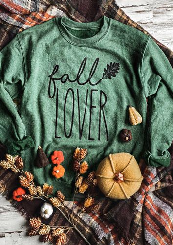 Fall Lover Leaf O-Neck Sweatshirt - Green - unsigned - Modalova