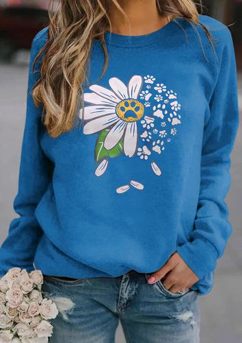 Daisy Floral Dog Paw Sweatshirt - Blue - unsigned - Modalova
