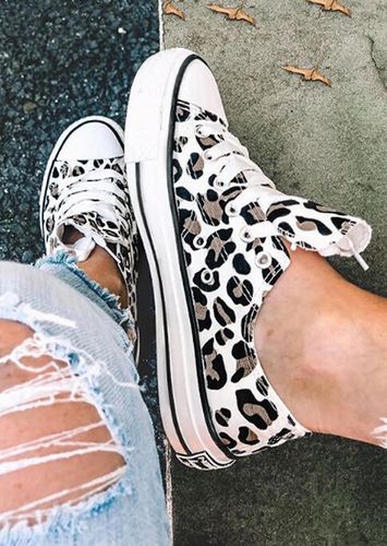 Leopard Printed Lace-Up Sneakers - unsigned - Modalova