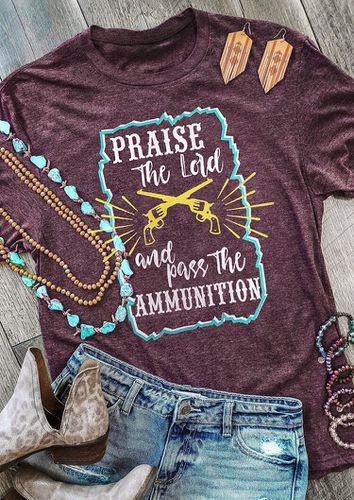 Western Praise The Lord Graphic T-Shirt Tee - Cameo Brown - unsigned - Modalova
