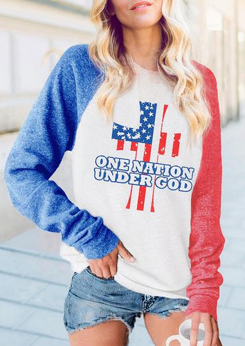 American Flag One Nation Under God Cross T-Shirt Tee - White - unsigned - Modalova