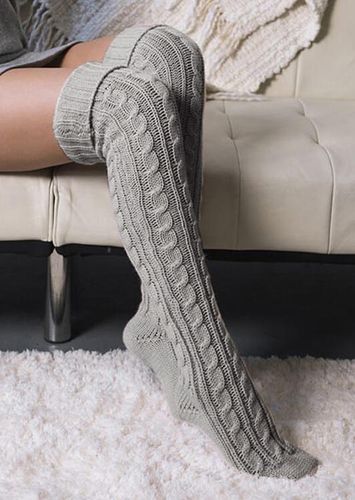 Over Knee Warm Crimping Knitting Socks - unsigned - Modalova