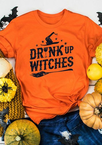 Halloween Drink Up Witches T-Shirt Tee - Orange - unsigned - Modalova