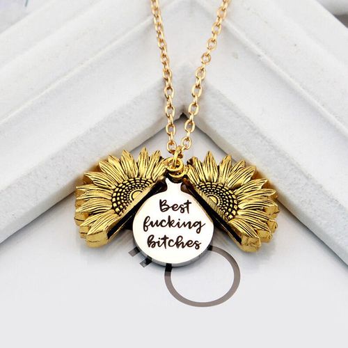 Letter Sunflower Locket Pendant Necklace - unsigned - Modalova