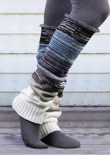 Color Block Over Knee Knitted Leg Warmers Socks - unsigned - Modalova