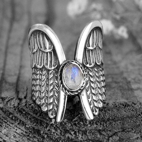 Vintage Oval Stone Angel Wing Ring - unsigned - Modalova