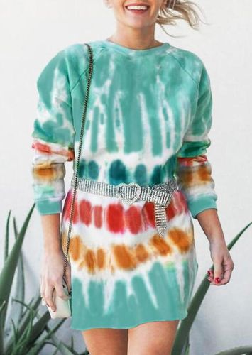 Gradient Tie Dye O-Neck Mini Sweatshirt??Dress - unsigned - Modalova