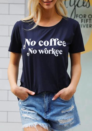 No Coffee No Workee T-Shirt Tee - Navy Blue - unsigned - Modalova