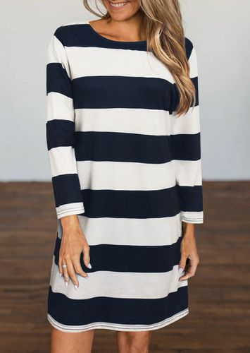 Striped Long Sleeve Mini Dress - unsigned - Modalova