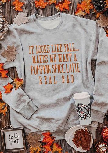 Thanksgiving Pumpkin Spice Latte Sweatshirt - Gray - unsigned - Modalova