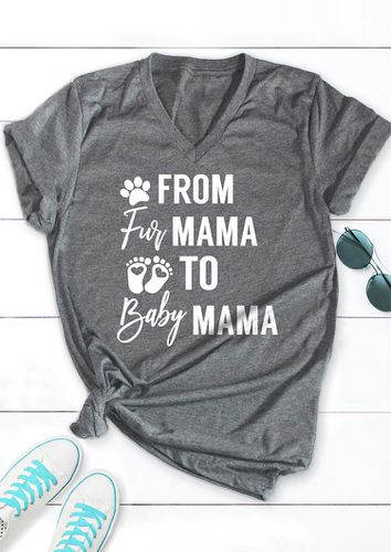 From Fur Mama To Baby Mama Paw Graphic T-Shirt Tee - Gray - unsigned - Modalova