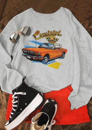 Cruisin Graphic O-Neck Pullover Sweatshirt - Gray - unsigned - Modalova