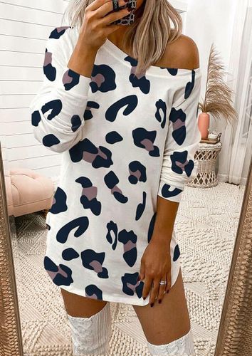 Leopard Long Sleeve Mini Dress - unsigned - Modalova