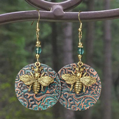 Bohemian Bee Beading Dual-Layered Earrings - unsigned - Modalova