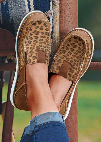 Leopard Splicing Flat Canvas Sneakers - unsigned - Modalova
