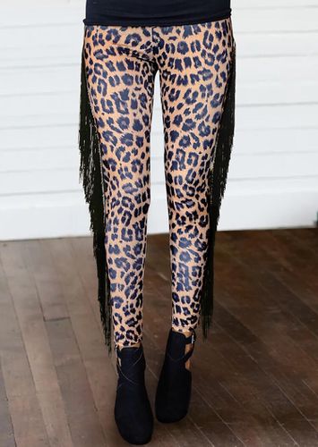 Leopard Tassel Elastic Waist Pants - unsigned - Modalova