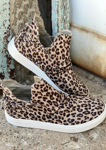 Leopard Tie Slip On Flat Sneakers - unsigned - Modalova