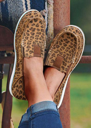 Leopard Slip On Round Toe Flat Sneakers - unsigned - Modalova