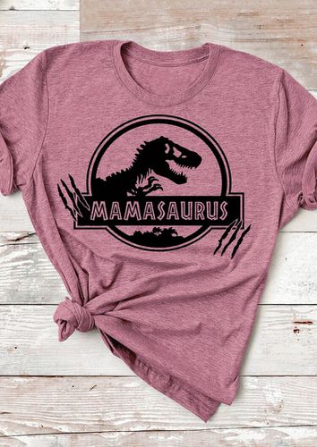 Mamasaurus Dinosaur Mom O-Neck T-Shirt Tee - Cameo Brown - unsigned - Modalova