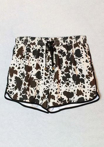 Cow Leopard Pocket Drawstring Shorts - Apricot - unsigned - Modalova