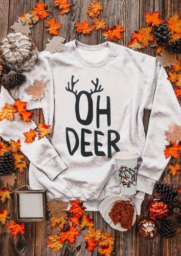 Christmas Oh Deer O-Neck Sweatshirt - Gray - unsigned - Modalova