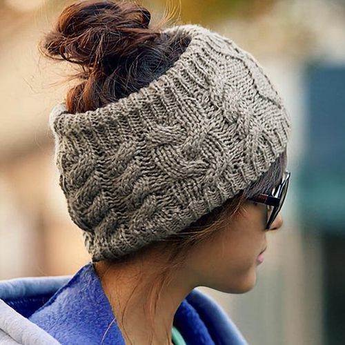 Winter Warm Empty Top Beanie Knitted Hat - unsigned - Modalova
