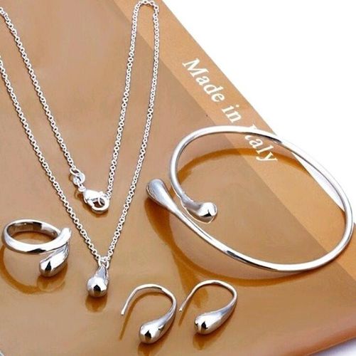 Pcs Creative Droplet Ring Necklace Earrings And Bracelet Set - unsigned - Modalova