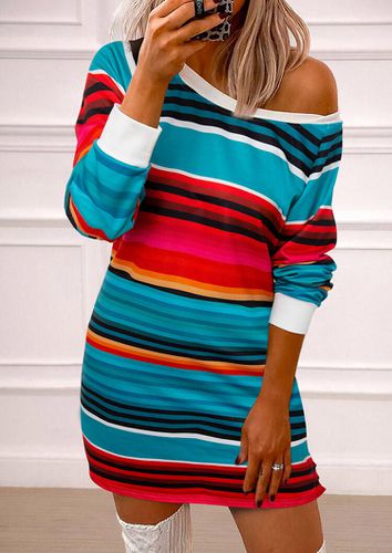 Serape Striped Long Sleeve Mini Dress - unsigned - Modalova