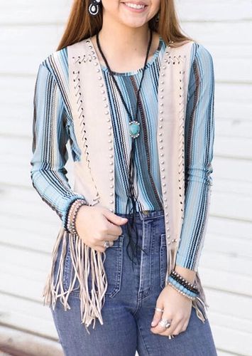 Striped O-Neck Long Sleeve Blouse - unsigned - Modalova