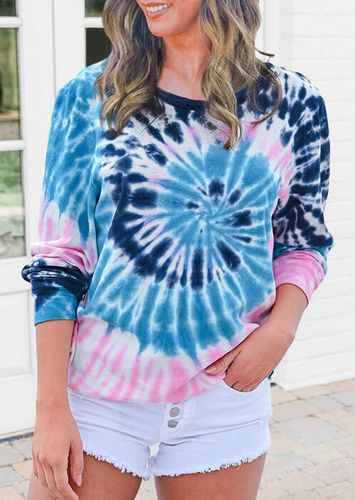 Tie Dye Gradient Swirl O-Neck Sweatshirt - unsigned - Modalova