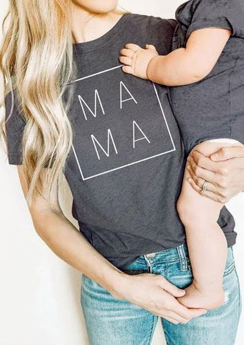 Mama O-Neck T-Shirt Tee - Dark Grey - unsigned - Modalova