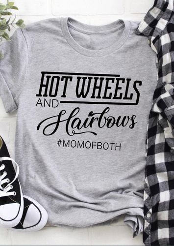 Hot Wheels And Hairlows Mom Of Both T-Shirt Tee - Gray - unsigned - Modalova