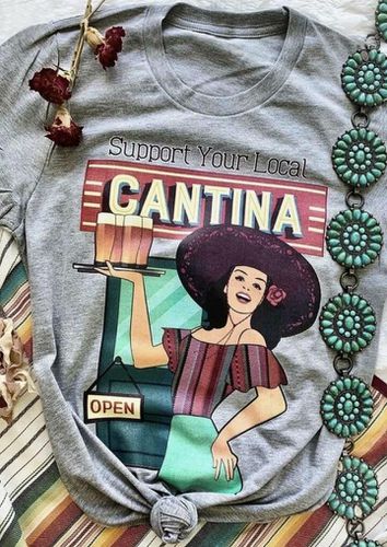 Support Your Local Cantina Graphic T-Shirt Tee - Gray - unsigned - Modalova