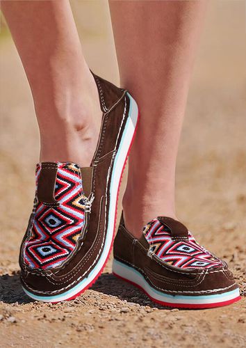 Aztec Geometric Slip On Flat Sneakers - Dark Brown - unsigned - Modalova