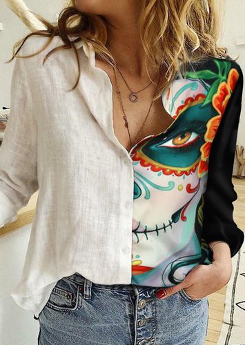 Halloween Joker Floral Button Shirt - White - unsigned - Modalova