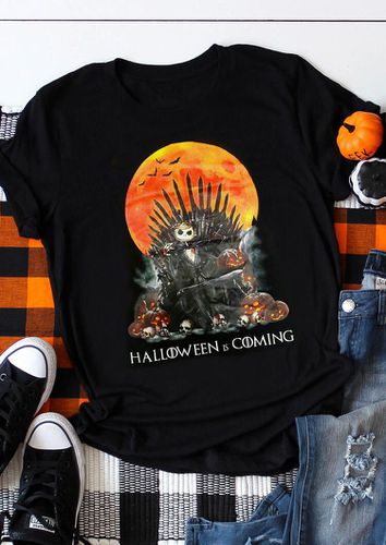 Halloween Is Coming Skeleton Pumpkin T-Shirt Tee - Black - unsigned - Modalova