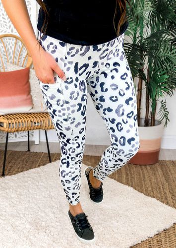 Leopard Pocket Skinny Elastic Waist Pants - unsigned - Modalova
