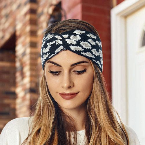 Leopard Twist Knitted Wide Headband - unsigned - Modalova